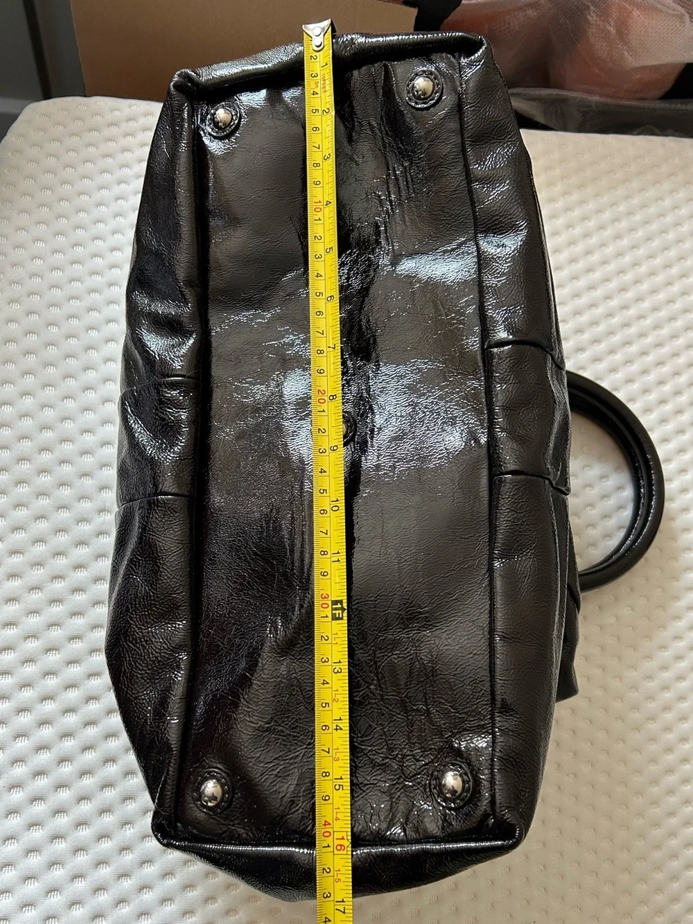 YSL Yves Saint Laurent Medium Easy Y Black Patent Leather Bag